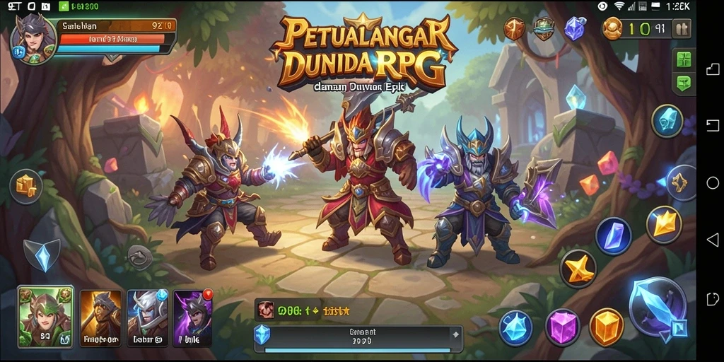 Screenshot utama 9ET menampilkan karakter beraksi dalam pertempuran RPG yang mendebarkan.