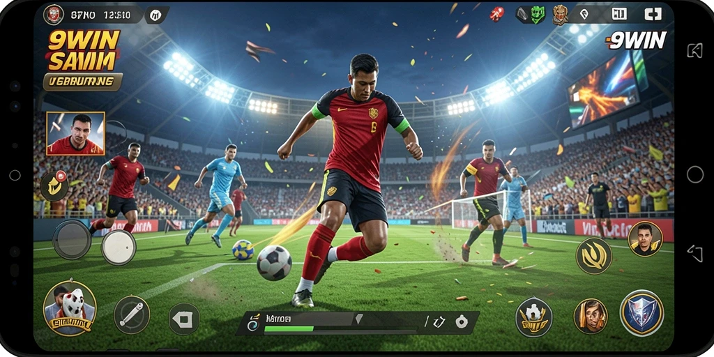 Screenshot gameplay 9WIN yang menunjukkan pertandingan olahraga yang mendebarkan.