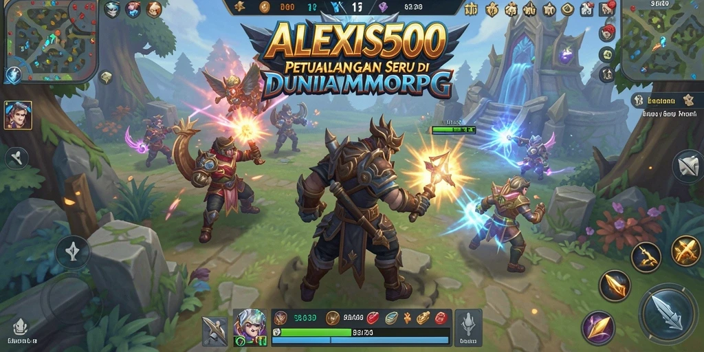 Tangkapan layar gameplay ALEXIS500 menunjukkan aksi seru dalam pertarungan MMORPG.