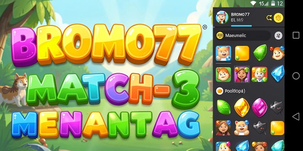 Tangkapan layar gameplay BROMO77 yang menunjukkan keseruan permainan Match-3.