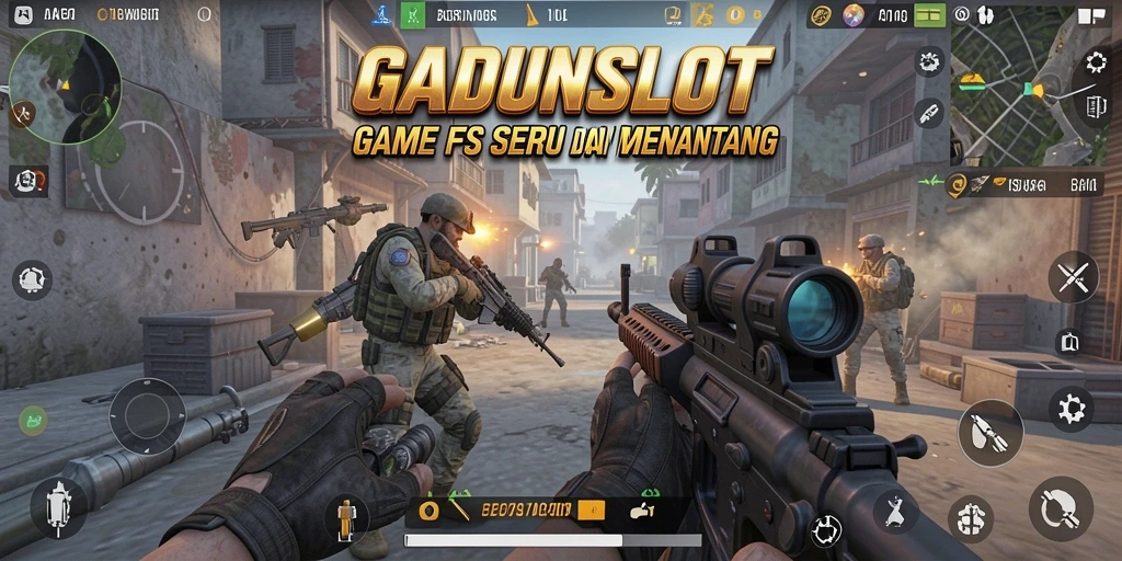 Screenshot gameplay GADUNSLOT dengan aksi mendebarkan di medan tempur.
