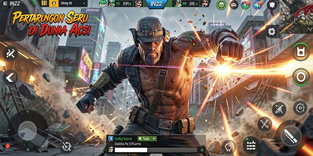 Screenshot gameplay IN22 menampilkan aksi seru di medan perang.