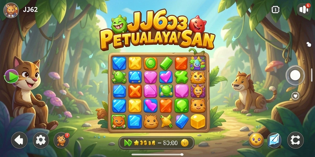 Tampilan gameplay JJ62 yang seru dan mengasyikkan dalam mencocokkan permata.