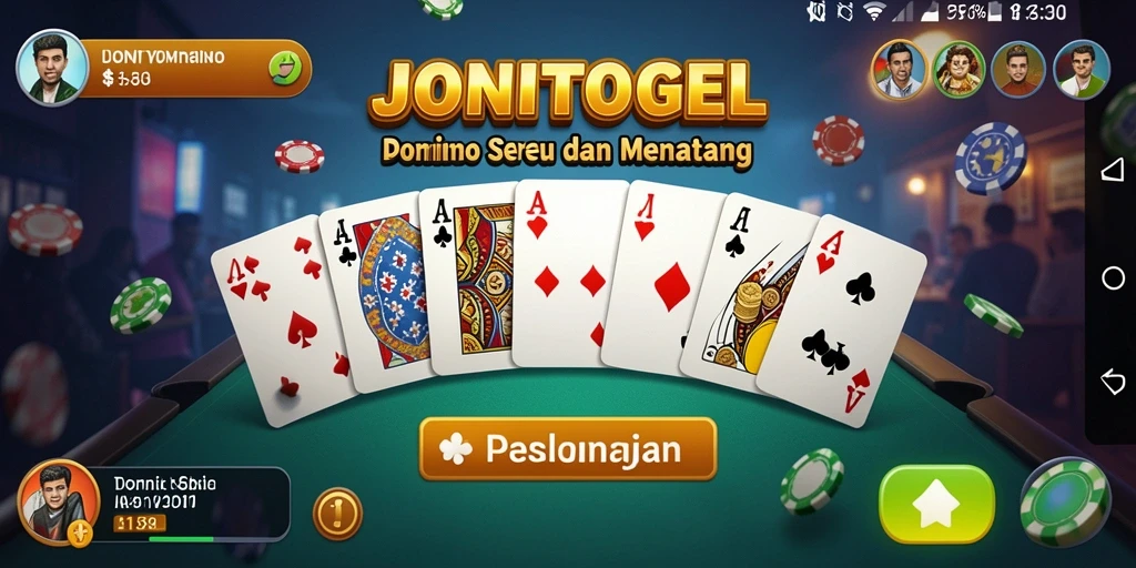 Tampilan gameplay seru JONITOGEL dengan pemain yang berkompetisi.