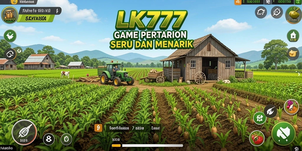 Tangkapan layar dari gameplay LK777 menampilkan pertanian yang subur dan aktif.