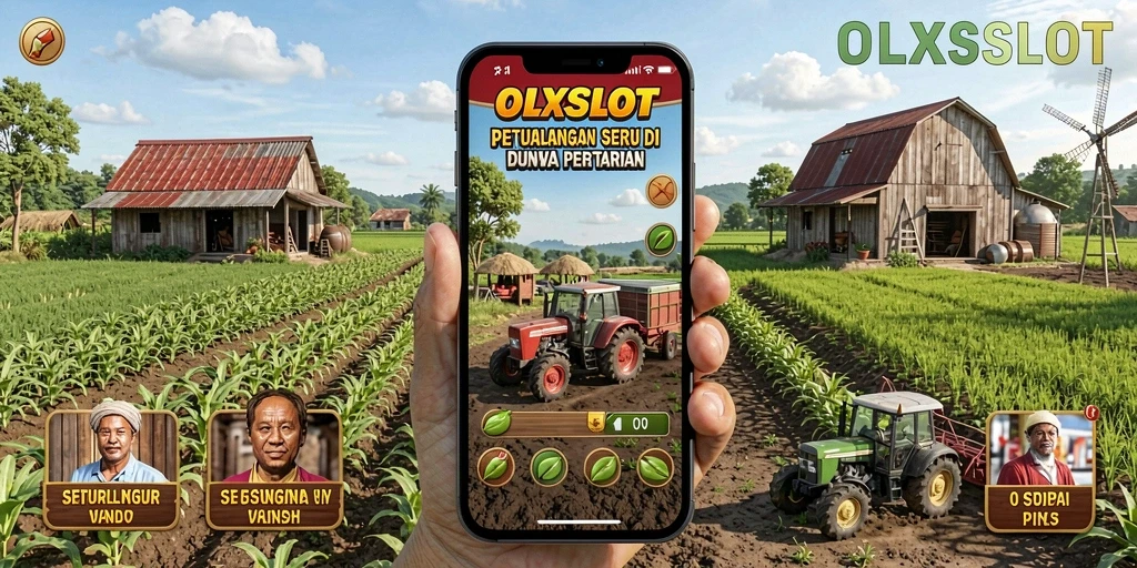 Tampilan gameplay OLXSLOT yang menampilkan ladang hijau subur dan interaksi dengan hewan.