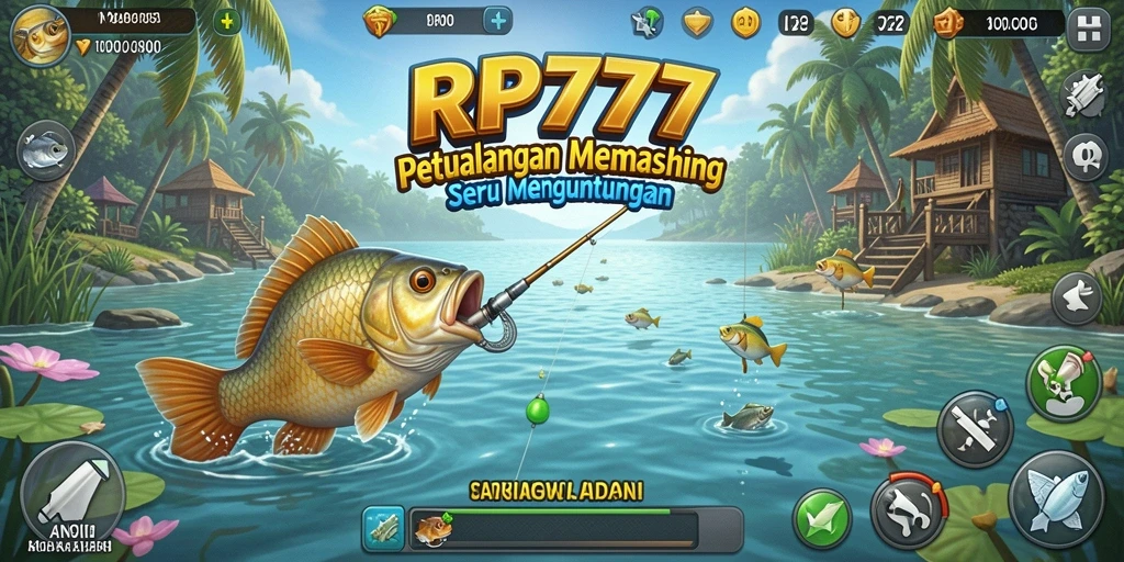 Screenshot gameplay menunjukkan aksi seru dalam memancing di RP777.