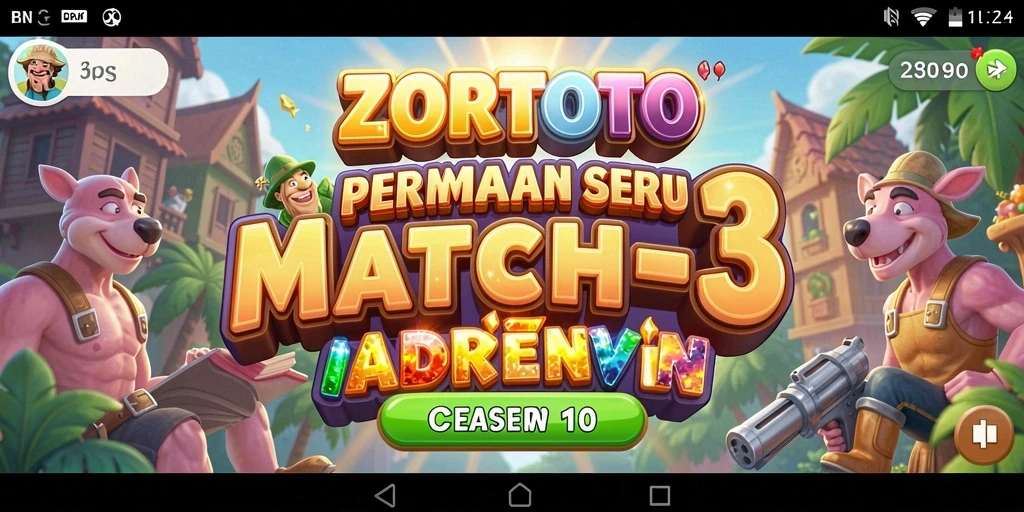 Screenshot menunjukkan gameplay seru ZORTOTO Match-3.