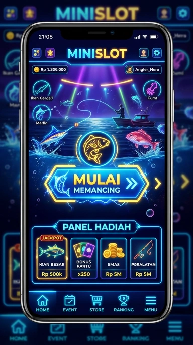 Tampilan utama aplikasi minislot dengan pilihan yang beragam.